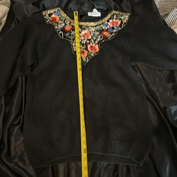 Eminent Vintage 80’s Embellished Sweater Black Sparkly Floral Sequins‎ & Beads - Picture 9 of 11